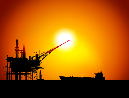 Silhouette of a Semi Submersible Crane